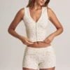 Top vestă cu nasturi din modal cu nervuri Lene, cu imprimeu floral Top vestă cu nasturi din modal cu nervuri Lene, cu imprimeu floral