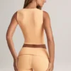 Top vestă cu nasturi din modal cu nervuri Lene, culoare piersică