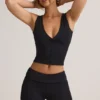 Top vestă cu nasturi din modal cu nervuri Lene, negru Top vestă cu nasturi din modal cu nervuri Lene, negru