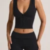 Top vestă cu nasturi din modal cu nervuri Lene, negru Top vestă cu nasturi din modal cu nervuri Lene, negru