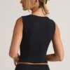 Top vestă cu nasturi din modal cu nervuri Lene, negru Top vestă cu nasturi din modal cu nervuri Lene, negru