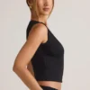 Top vestă cu nasturi din modal cu nervuri Lene, negru Top vestă cu nasturi din modal cu nervuri Lene, negru