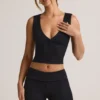 Top vestă cu nasturi din modal cu nervuri Lene, negru Top vestă cu nasturi din modal cu nervuri Lene, negru