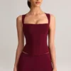 Top Vivee din modal cu gât pătrat, culoare vin Top Vivee din modal cu gât pătrat, culoare vin