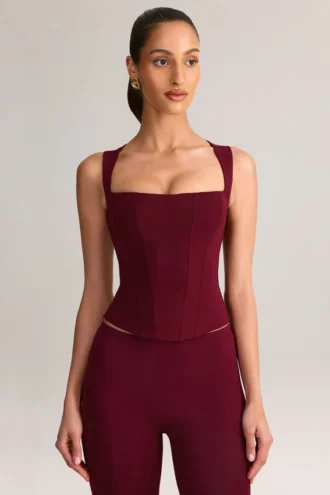Top Vivee din modal cu gât pătrat, culoare vin