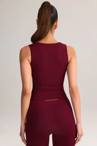 Top Vivee din modal cu gât pătrat, culoare vin