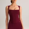Top Vivee din modal cu gât pătrat, culoare vin Top Vivee din modal cu gât pătrat, culoare vin