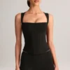 Top Vivee din modal cu guler pătrat, negru Top Vivee din modal cu guler pătrat, negru