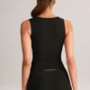 Top Vivee din modal cu guler pătrat, negru Top Vivee din modal cu guler pătrat, negru