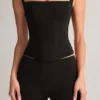 Top Vivee din modal cu guler pătrat, negru Top Vivee din modal cu guler pătrat, negru