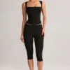 Top Vivee din modal cu guler pătrat, negru Top Vivee din modal cu guler pătrat, negru