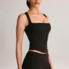 Top Vivee din modal cu guler pătrat, negru Top Vivee din modal cu guler pătrat, negru