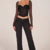 Topuri cu mâneci lungi și corset Zella, negru Topuri cu mâneci lungi și corset Zella, negru
