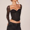 Topuri cu mâneci lungi și corset Zella, negru Topuri cu mâneci lungi și corset Zella, negru