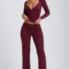 Topuri cu mâneci lungi și volane Emry Modal, culoare prune Topuri cu mâneci lungi și volane Emry Modal, culoare prune