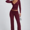 Topuri cu mâneci lungi și volane Emry Modal, culoare prune Topuri cu mâneci lungi și volane Emry Modal, culoare prune