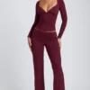 Topuri cu mâneci lungi și volane Emry Modal, culoare prune Topuri cu mâneci lungi și volane Emry Modal, culoare prune