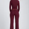 Topuri cu mâneci lungi și volane Emry Modal, culoare prune Topuri cu mâneci lungi și volane Emry Modal, culoare prune