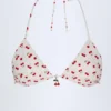 Topuri de bikini triunghiulare Calella cu detalii decorative, imprimeu cireșe Topuri de bikini triunghiulare Calella cu detalii decorative, imprimeu cireșe