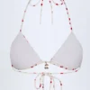 Topuri de bikini triunghiulare Calella cu detalii decorative, imprimeu cireșe Topuri de bikini triunghiulare Calella cu detalii decorative, imprimeu cireșe