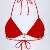 Topuri de bikini triunghiulare Canggu cu detalii decorative, în roșu aprins Topuri de bikini triunghiulare Canggu cu detalii decorative, în roșu aprins