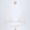 Topuri de bikini triunghiulare Comoros cu detalii decorative, în culoarea alb Topuri de bikini triunghiulare Comoros cu detalii decorative, în culoarea alb
