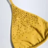 Topuri de bikini triunghiulare cu ornamente Baie, galben auriu Topuri de bikini triunghiulare cu ornamente Baie, galben auriu