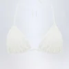 Topuri de bikini triunghiulare Recife cu broderie englezească, alb