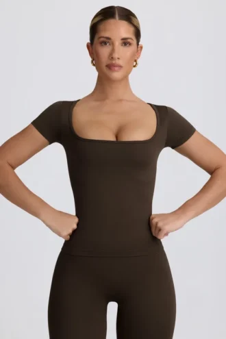 Tricou fără cusături Super Sculpt, maro