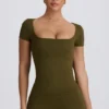Tricou fără cusături Super Sculpt în verde închis