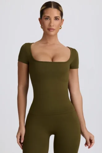 Tricou fără cusături Super Sculpt în verde închis