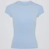 Tricou lung cu decupaje, culoare albastru deschis Tricou lung cu decupaje, culoare albastru deschis