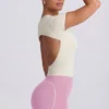 Tricou lung cu decupaje, culoare crem Tricou lung cu decupaje, culoare crem