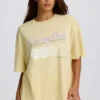 Tricou oversized cu imprimeu grafic, culoare lămâie Tricou oversized cu imprimeu grafic, culoare lămâie