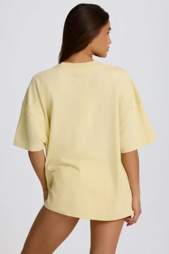 Tricou oversized cu imprimeu grafic, culoare lămâie