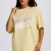 Tricou oversized cu imprimeu grafic, culoare lămâie Tricou oversized cu imprimeu grafic, culoare lămâie