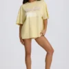 Tricou oversized cu imprimeu grafic, culoare lămâie Tricou oversized cu imprimeu grafic, culoare lămâie