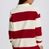 Tricou oversized cu mâneci lungi, cu dungi, în roșu închis Tricou oversized cu mâneci lungi, cu dungi, în roșu închis