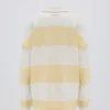 Tricou oversized cu mâneci lungi și dungi, în culoarea lămâie