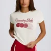 Tricou scurt cu imprimeu grafic, culoare ivoriu Tricou scurt cu imprimeu grafic, culoare ivoriu