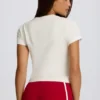 Tricou scurt cu imprimeu grafic, culoare ivoriu Tricou scurt cu imprimeu grafic, culoare ivoriu
