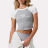 Tricou scurt cu imprimeu grafic, gri melanj Tricou scurt cu imprimeu grafic, gri melanj
