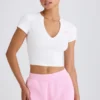 Tricou scurt din jersey de bumbac elastic cu imprimeu grafic, în alb Tricou scurt din jersey de bumbac elastic cu imprimeu grafic, în alb