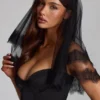 Văl Trixie cu bordură din dantelă, negru Văl Trixie cu bordură din dantelă, negru