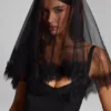Văl Trixie cu bordură din dantelă, negru Văl Trixie cu bordură din dantelă, negru